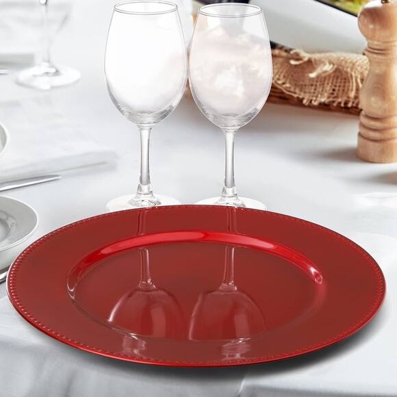 12 Pack Plastic Round Charger Plates, - Picture 1 of 8